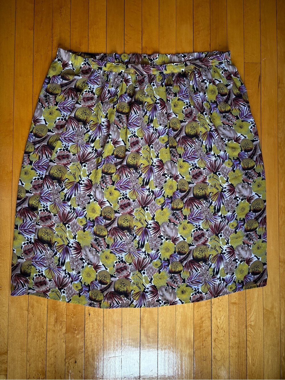EUC Vintage 90s Tropical Fruit & Floral Botanical Midi Skirt | Women’s Plus 20W - Picture 12 of 14